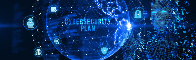 Cyber security data protection business technology privacy concept. CYBERSECURITY PLAN. 3d illustration