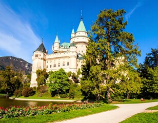 Obraz premium Majestic castle amidst a picturesque park