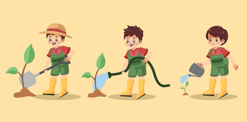 children's illustration of farming activities