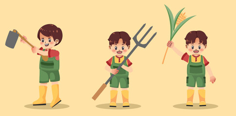 children's illustration of farming activities