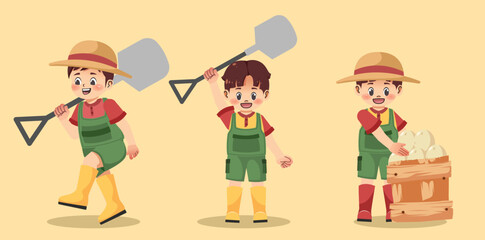 children's illustration of farming activities