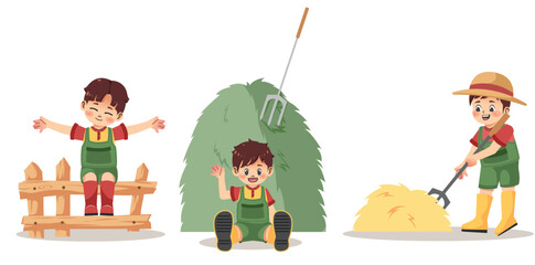 children's illustration of farming activities