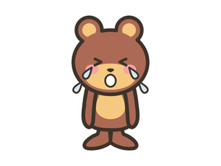 Cute Crying Bear Character Illustration