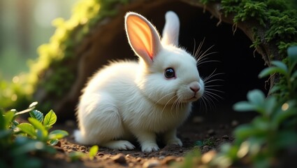 white rabbit in the grass