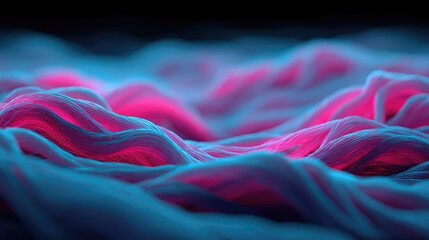 Abstract glowing pink and blue textile waves