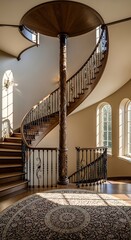 Obraz premium Elegant spiral staircase in a grand home