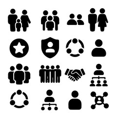 People Icons: A curated collection of graphic icons representing diverse groups and individuals, suitable for representing human connection and collaborative networks.