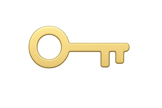 Golden key opening mystery on transparent background