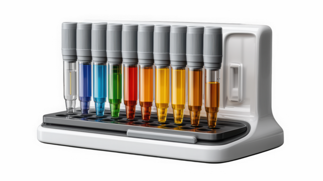 Multi pipette color vials left copy space on black