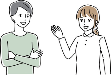 会話をする男女