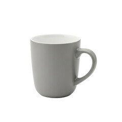 Minimalist ceramic mug with a comfortable handle isolated on a plain backdrop studio shot transparent background
