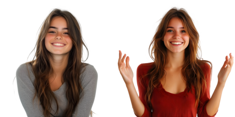 Young caucasian young woman in studio happy, smiling and cheerful isolated on a transparent background