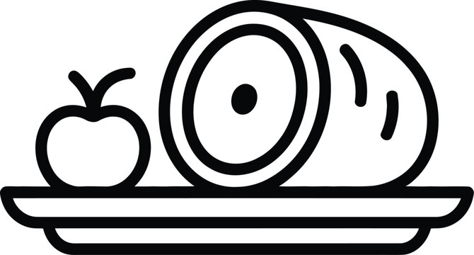black and white food on a plate clip art preview
