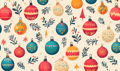 Christmas and New Year background with festive decorations, snowflakes, and holiday-themed elements. Ideal for greeting cards, invitations, and seasonal designs.