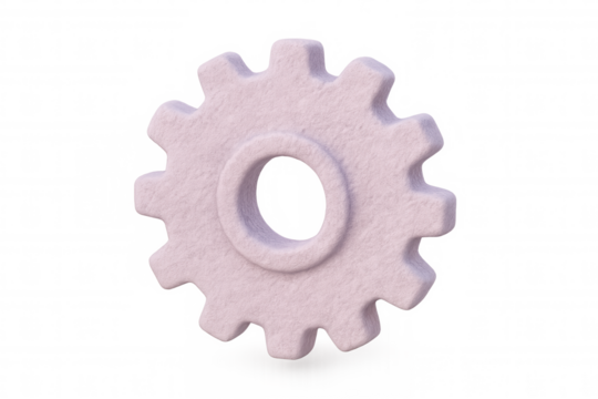 Pink gear spinning on transparent backdrop, symbolizing mechanical precision, technological innovation, engineering dynamics