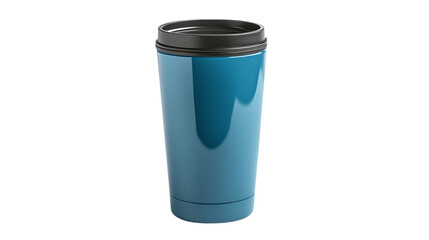 Blue insulated coffee tumbler isolated on transparent background 