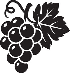 Elegant Black Silhouette of Grapes and Leaves