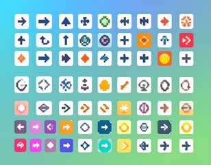 A grid of pixelated icons, various shapes and directions