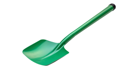 Green garden shovel isolated on transparent background 