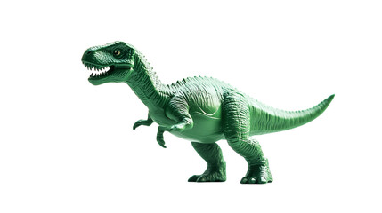 Obraz premium Green plastic toy dinosaur isolated on transparent background 