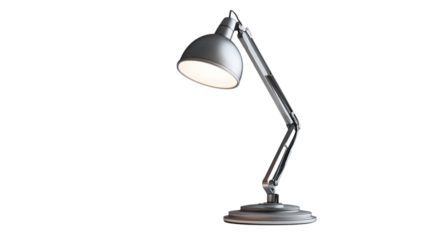 Modern metal desk lamp isolated on transparent background 