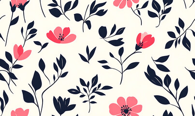 Floral or leaf pattern background suitable for wallpaper, fabric, or decorative design. Soft colors and natural style, ideal for digital and print use.