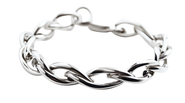 Silver wrist bracelet isolated on transparent background 