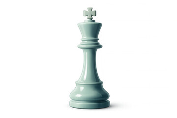 Fototapeta premium Light teal chess king piece standing on transparent background, representing strategy, leadership, and victory