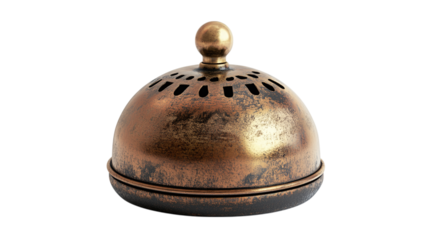 Vintage brass desk bell isolated on transparent background 