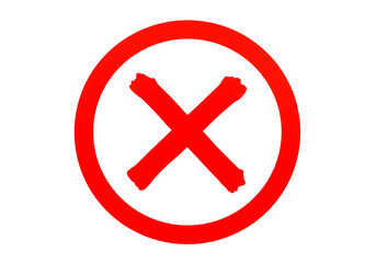 Red x mark inside a red circle isolated on transparent background