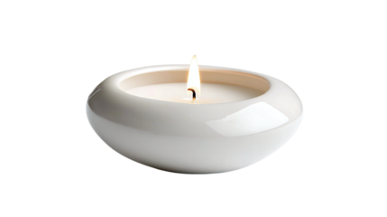 White ceramic candle holder isolated on transparent background 