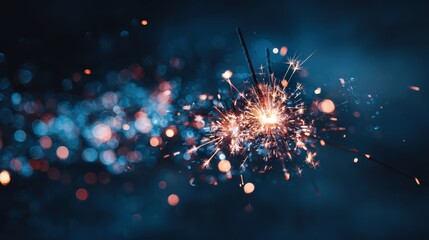 Sparkler Fireworks Display Bright Sparkling Light Celebration Night Sky Dynamic Bokeh Effect