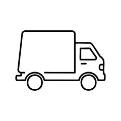 delivery truck icon, minimalist line art, black stroke, clean and modern