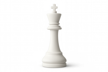 White king chess piece standing alone, symbolic of strategic gameplay against clean transparent backdrop