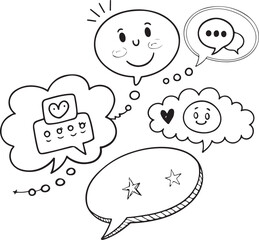 Pastel Colored Speech and Thought Bubbles – Hand-Drawn Doodle Style Communication Set