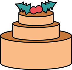 A stylized candy cane with red and pink stripes, a festive treat.