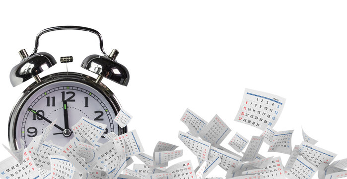 calendar pages fallen flying past year happy new year - 3d rendering