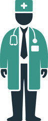 Full Body Doctor Illustration with Stethoscope and White Coat silhouette
