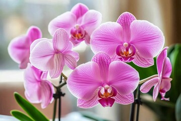 Obraz premium Close-up of vibrant pink orchids