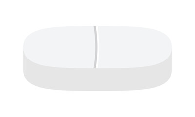 細長い形の白い錠剤のイラスト- カプレット型の薬･サプリメント･ドラッグ等のシンプルなタブレット