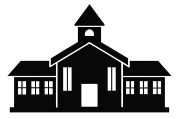 school building vector icon silhouette