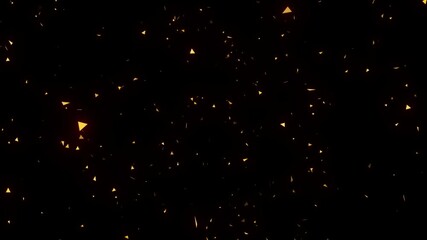 Abstract golden triangle particles floating on black background animation - Powered by Adobe