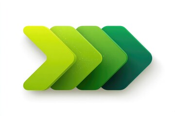 Four 3D arrows in gradient green hues, progressing right