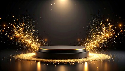 Black Gold Glitter Platform Display Stage