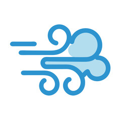 Abstract illustration of wind blowing with stylized swirls against a dark background