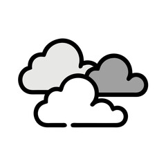 Two minimalist clouds icons, a light and a dark shade, floating on a black backdrop