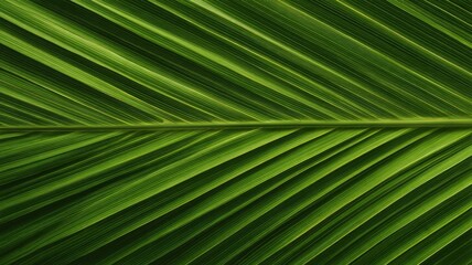 Radiant green palm leaf with vivid veins. Neural network AI generated