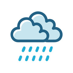 Vector Illustration of Stylized Rain Clouds with Raindrops on a Black Background