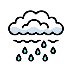 Simple illustration of rain falling from a wavy cloud on a black background