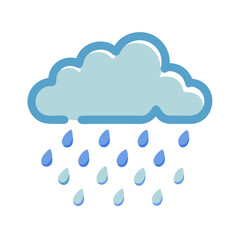 Cartoon Cloud with Raindrops on Black Background Showing Weather Condition Icon